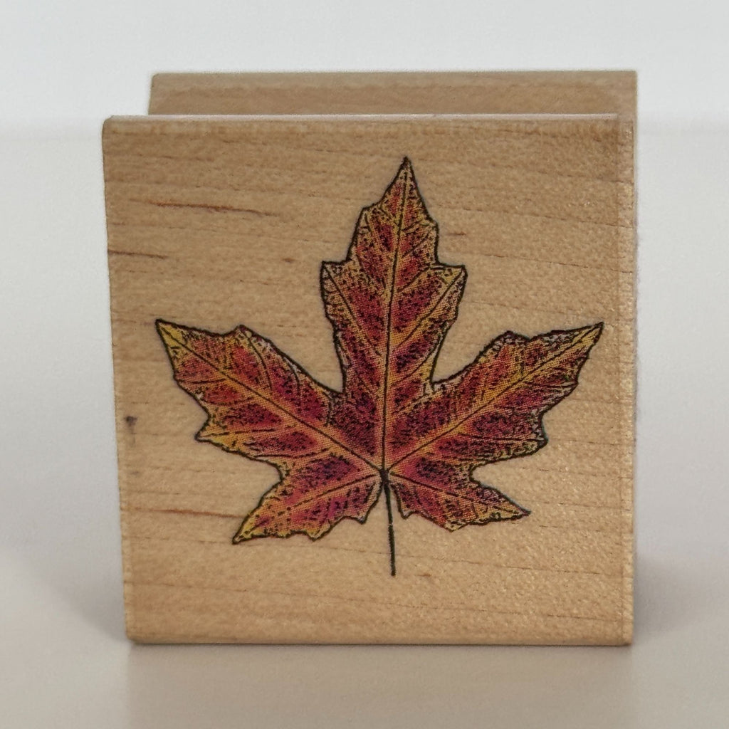 All Night Media Rubber Stamp Maple Leaf Autumn Fall Thanksgiving Wood Mounted Craft Nature