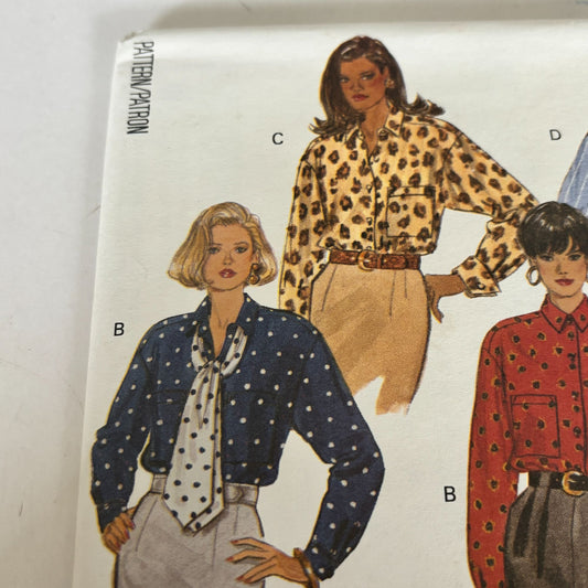 Butterick Sewing Pattern 6422 Button Up Shirt 90s Blouse Preppy Academia 6-10 Uncut