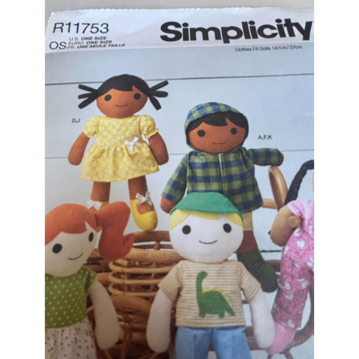 Simplicity Sewing Pattern R11753 Cloth Dolls and Clothes Clothing Toy 14.5 in UC