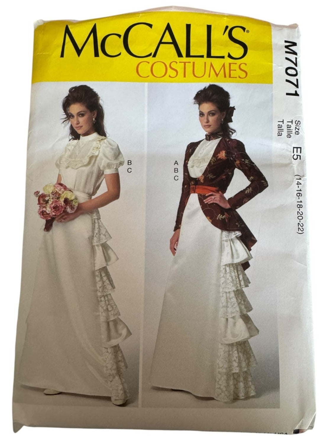 McCalls Sewing Pattern M7071 Victorian Costume Jacket Blouse Skirt 14-22 Ruffles