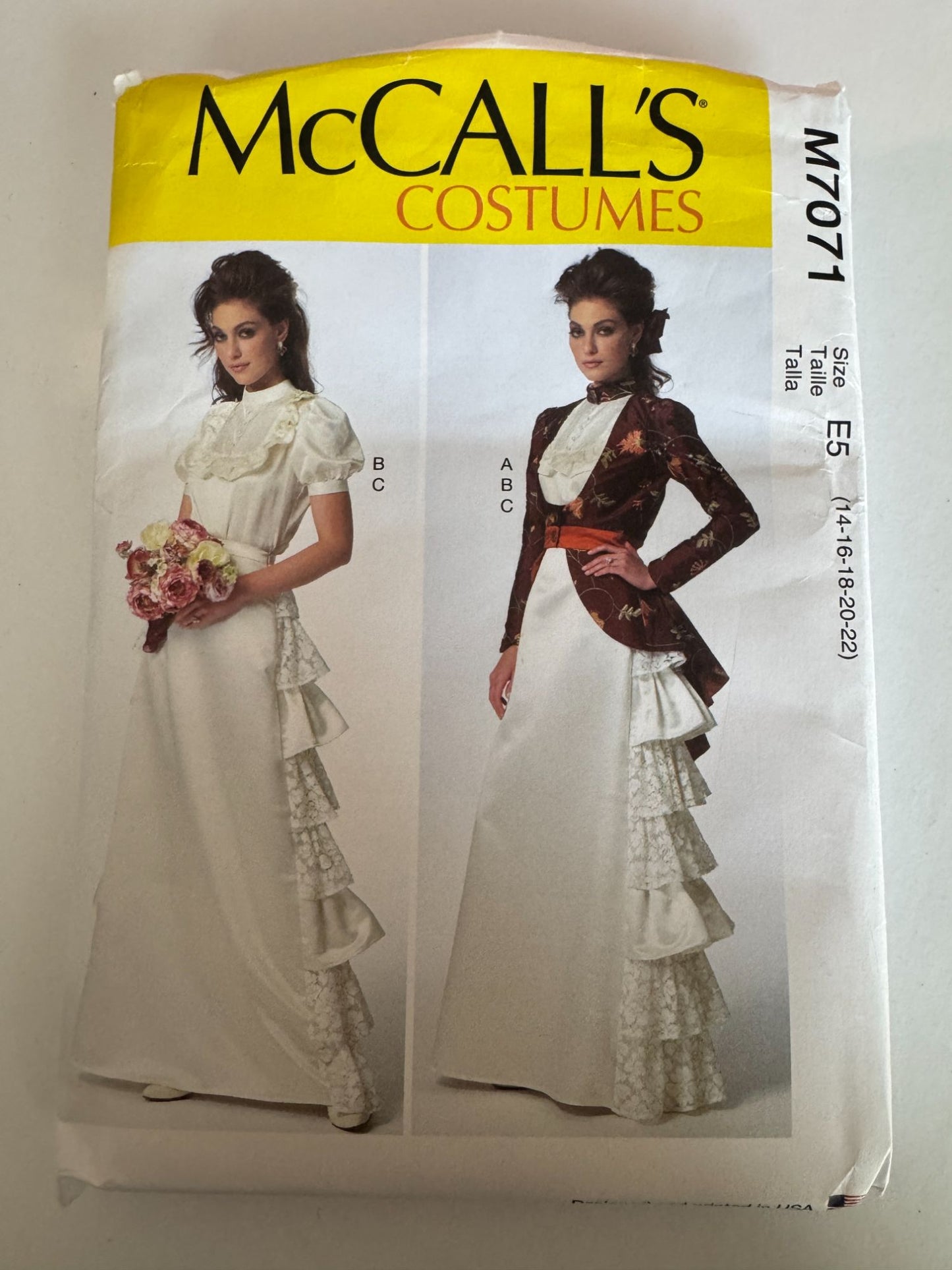 McCalls Sewing Pattern M7071 Victorian Costume Jacket Blouse Skirt 14-22 Ruffles