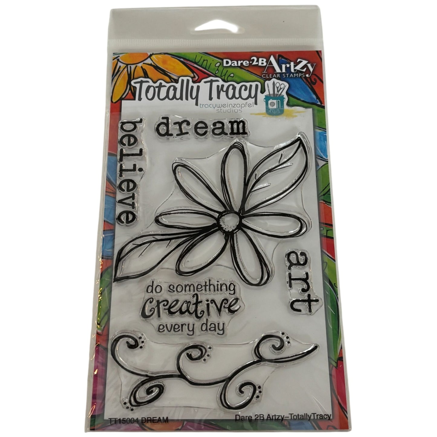 Dare 2B Artzy Clear Stamp Set Dream Totally Tracy Creativity Inspirational Words Believe Cardmaking