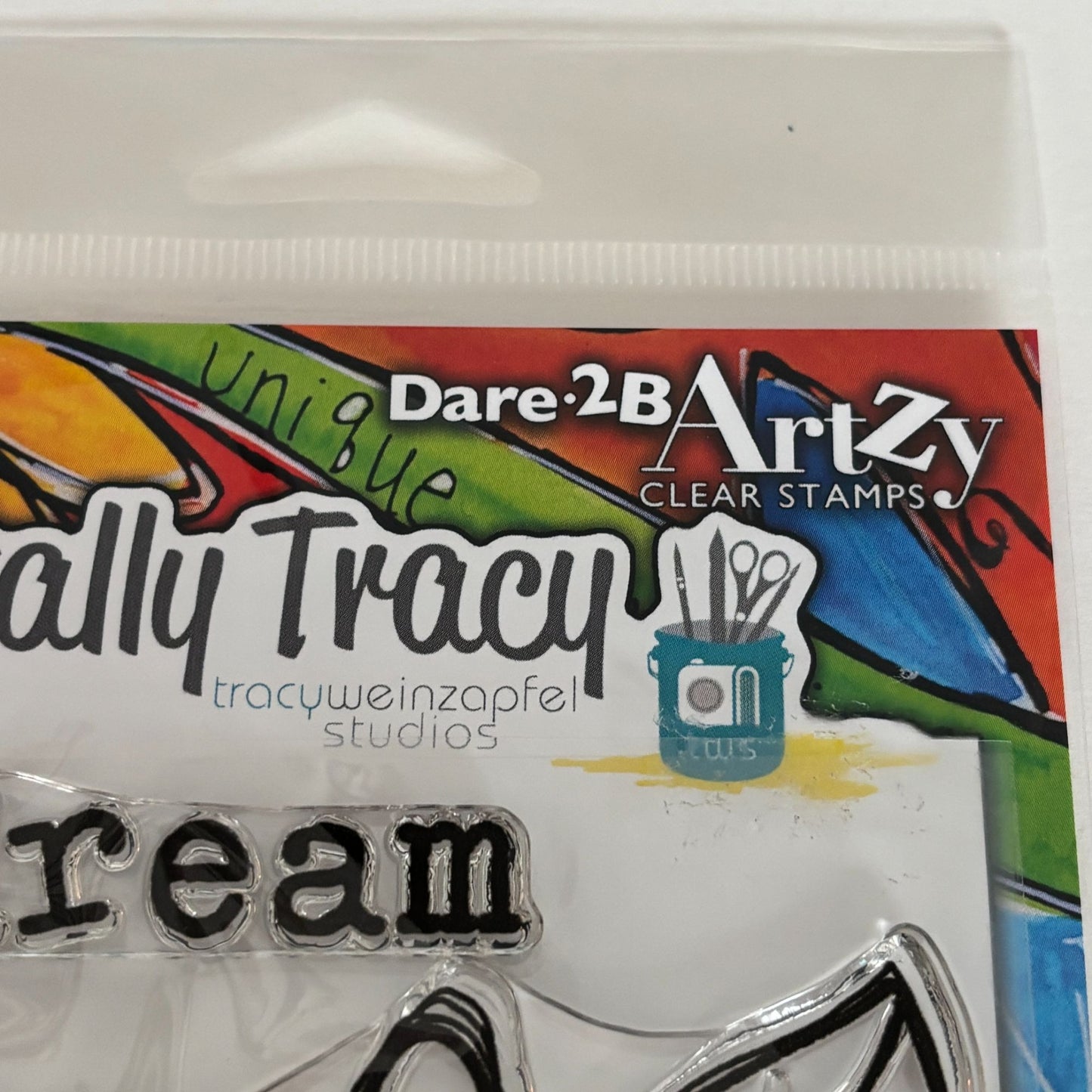 Dare 2B Artzy Clear Stamp Set Dream Totally Tracy Creativity Inspirational Words Believe Cardmaking