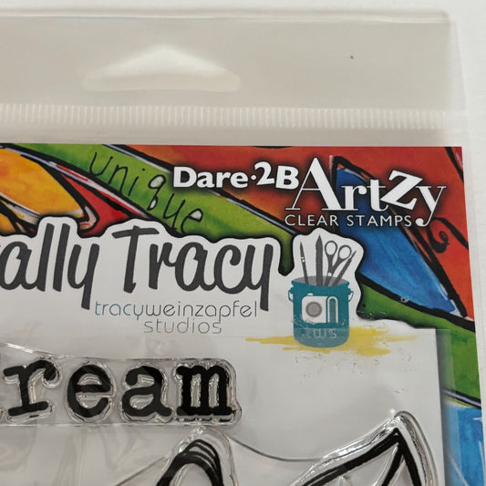 Dare 2B Artzy Clear Stamp Set Dream Totally Tracy Creativity Inspirational Words Believe Cardmaking