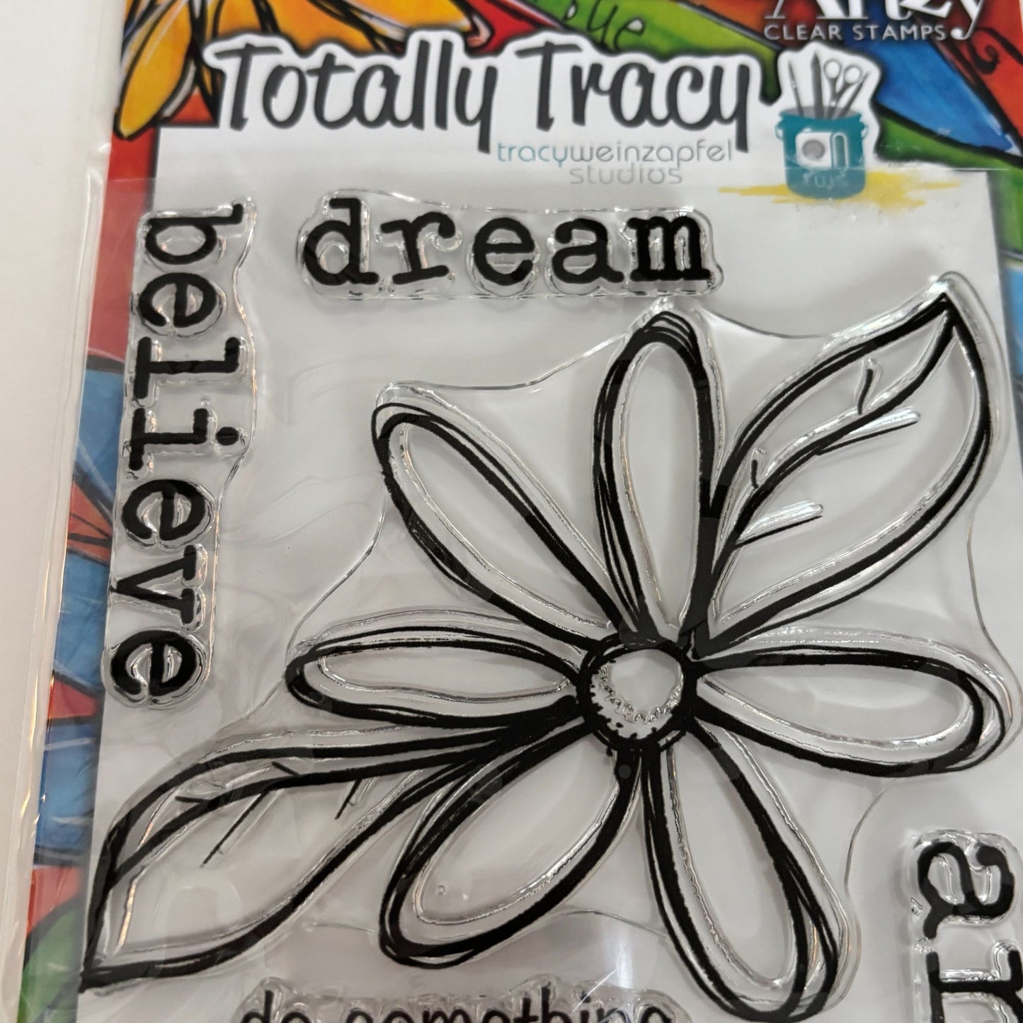 Dare 2B Artzy Clear Stamp Set Dream Totally Tracy Creativity Inspirational Words Believe Cardmaking