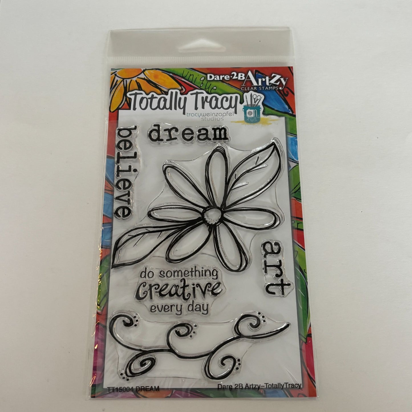 Dare 2B Artzy Clear Stamp Set Dream Totally Tracy Creativity Inspirational Words Believe Cardmaking