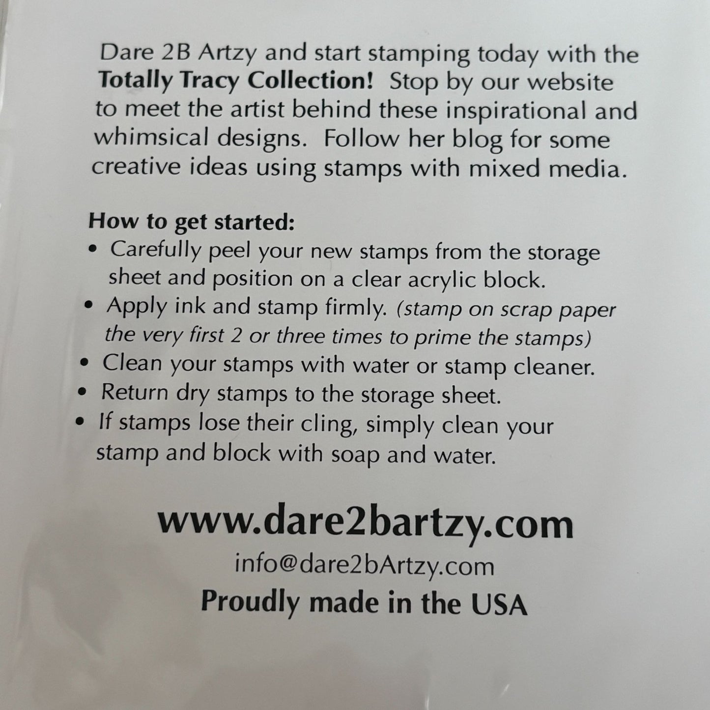 Dare 2B Artzy Clear Stamp Set Dream Totally Tracy Creativity Inspirational Words Believe Cardmaking