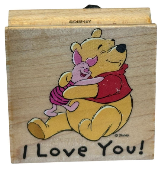 Disney Rubber Stamp Winnie the Pooh and Piglet I Love You Hug Friend Card Making