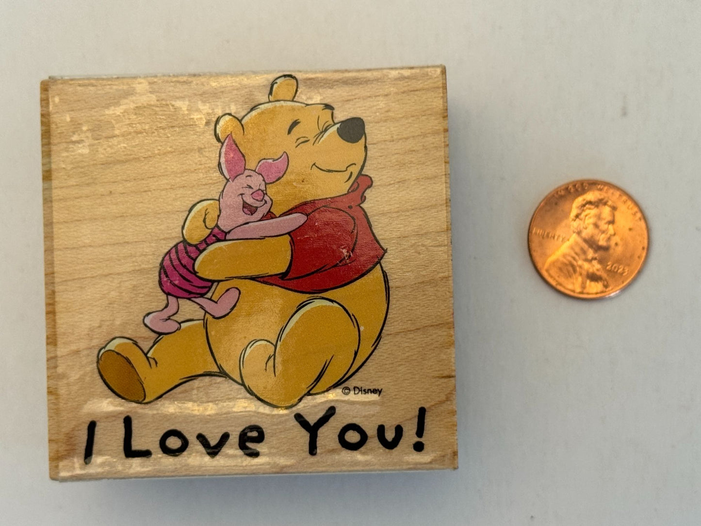 Disney Rubber Stamp Winnie the Pooh and Piglet I Love You Hug Friend Card Making