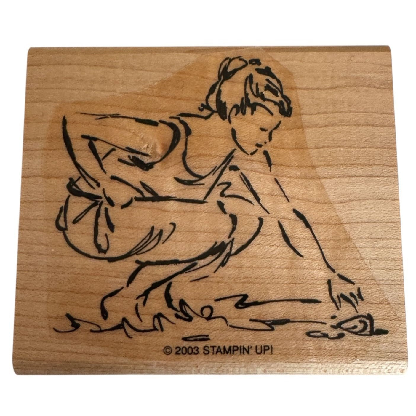 Stampin Up Rubber Stamp Lady on Beach Finding Shells Woman Sketch Card Making