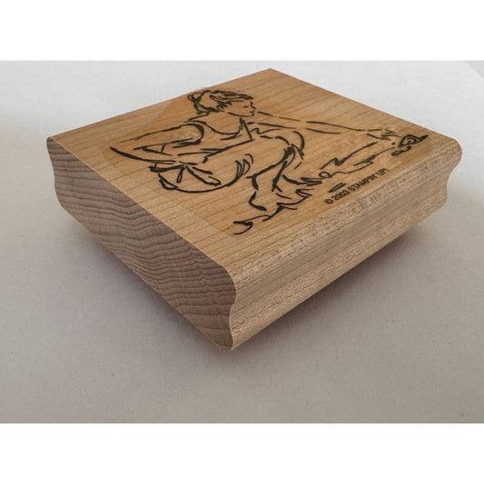 Stampin Up Rubber Stamp Lady on Beach Finding Shells Woman Sketch Card Making