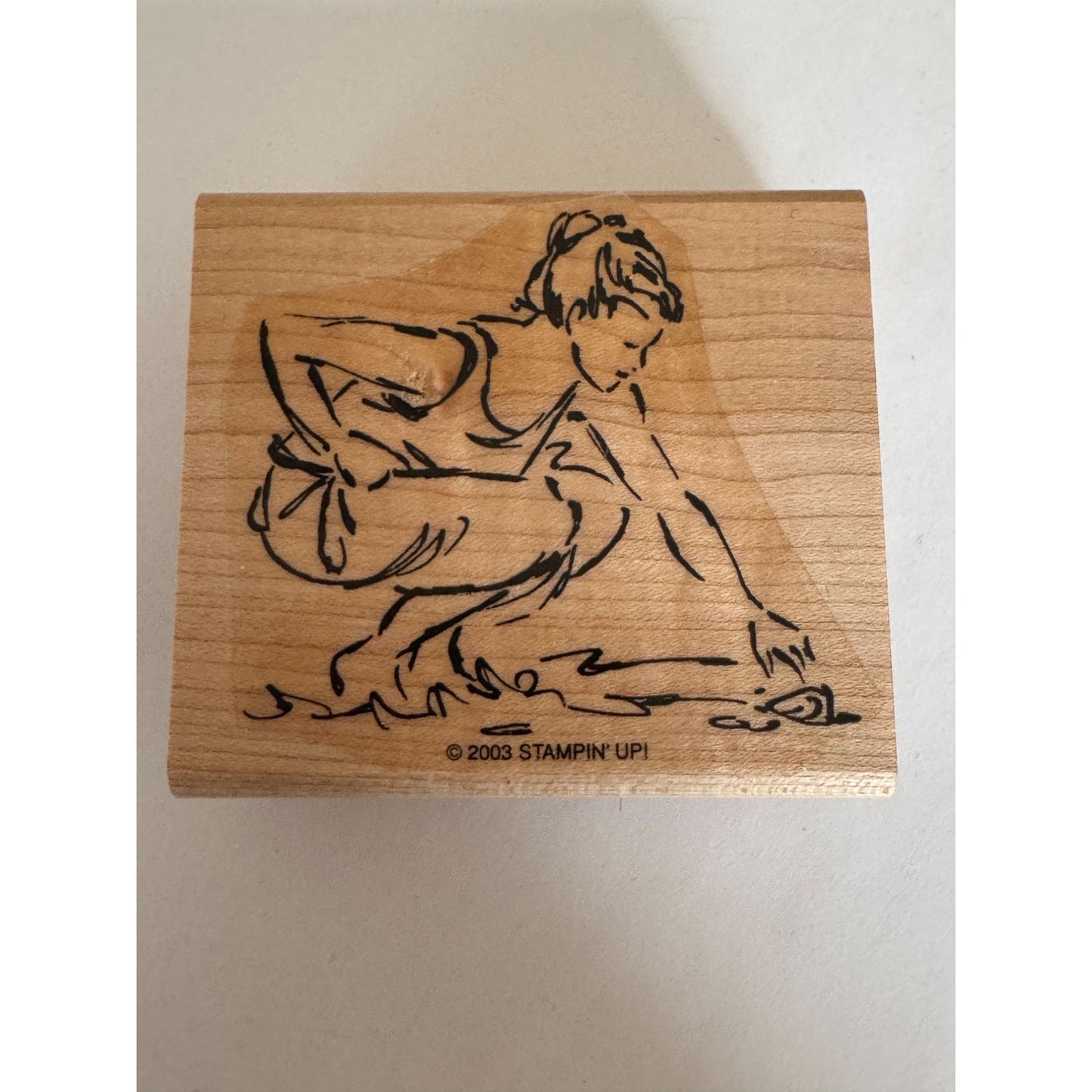Stampin Up Rubber Stamp Lady on Beach Finding Shells Woman Sketch Card Making