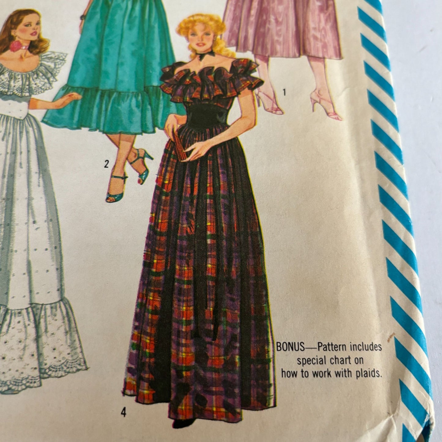 Simplicity Sewing Pattern 6235 Evening Dress Ruffle Prairie Formal 10 1980s Uncut Off Shoulder