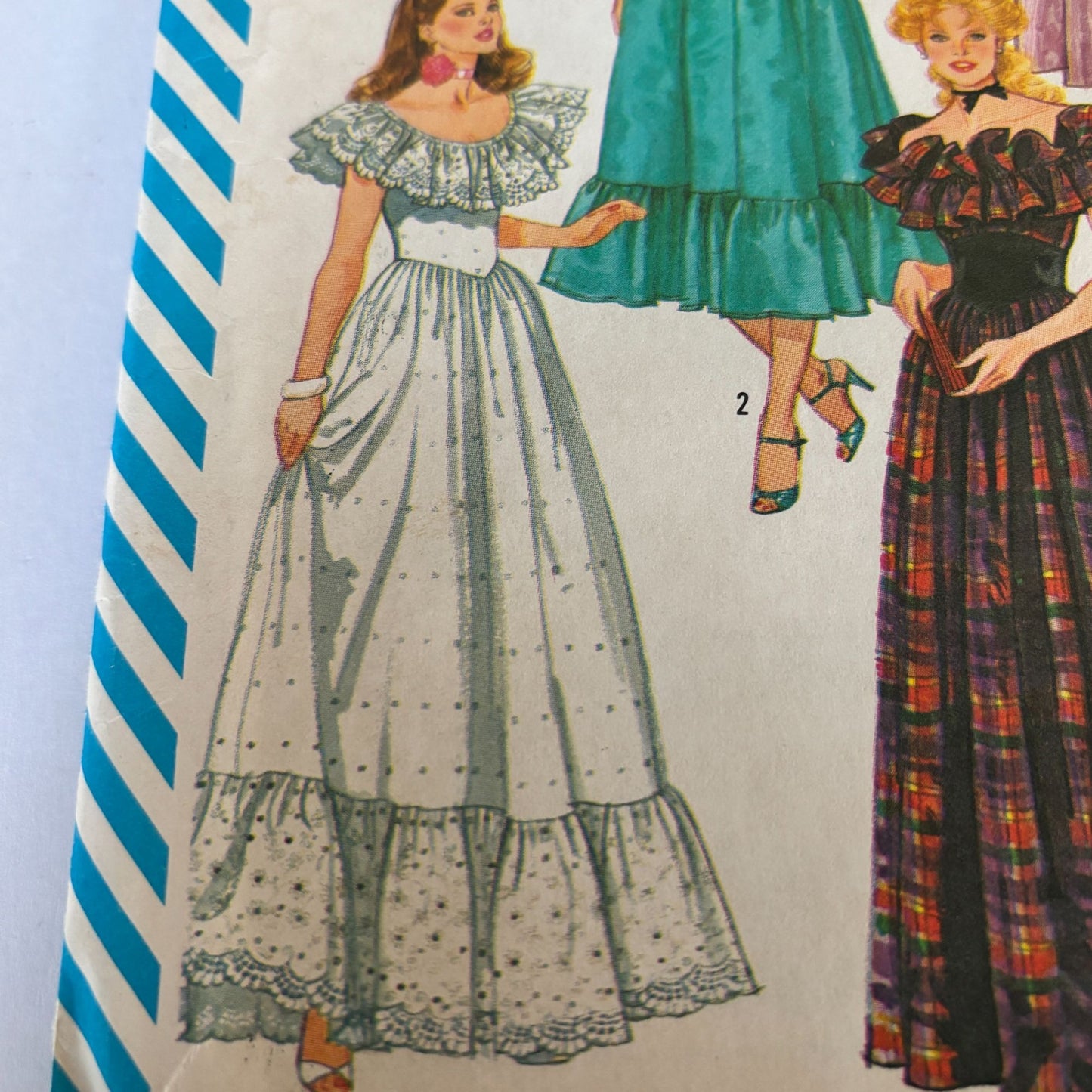 Simplicity Sewing Pattern 6235 Evening Dress Ruffle Prairie Formal 10 1980s Uncut Off Shoulder
