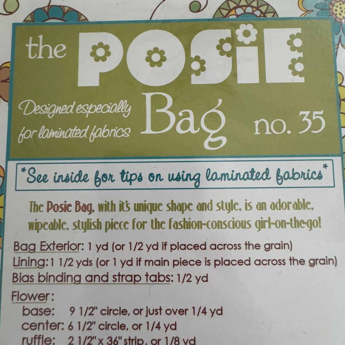 Lila Tueller Designs Sewing Pattern 35 Posie Bag Handbag Purse Flower Motif UC