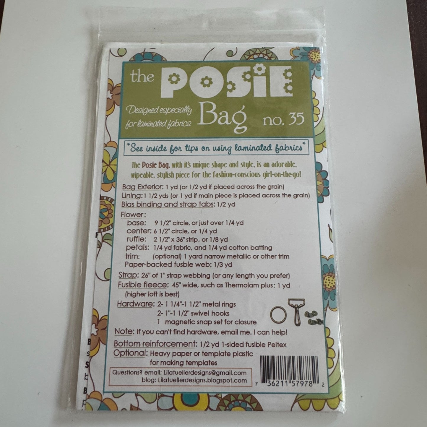 Lila Tueller Designs Sewing Pattern 35 Posie Bag Handbag Purse Flower Motif UC