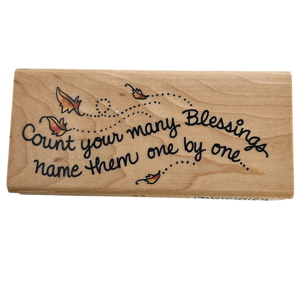 Stampendous Rubber Stamp Count Your Many Blessings Thanksgiving Religious Fall Leaves Open Line Cardmaking