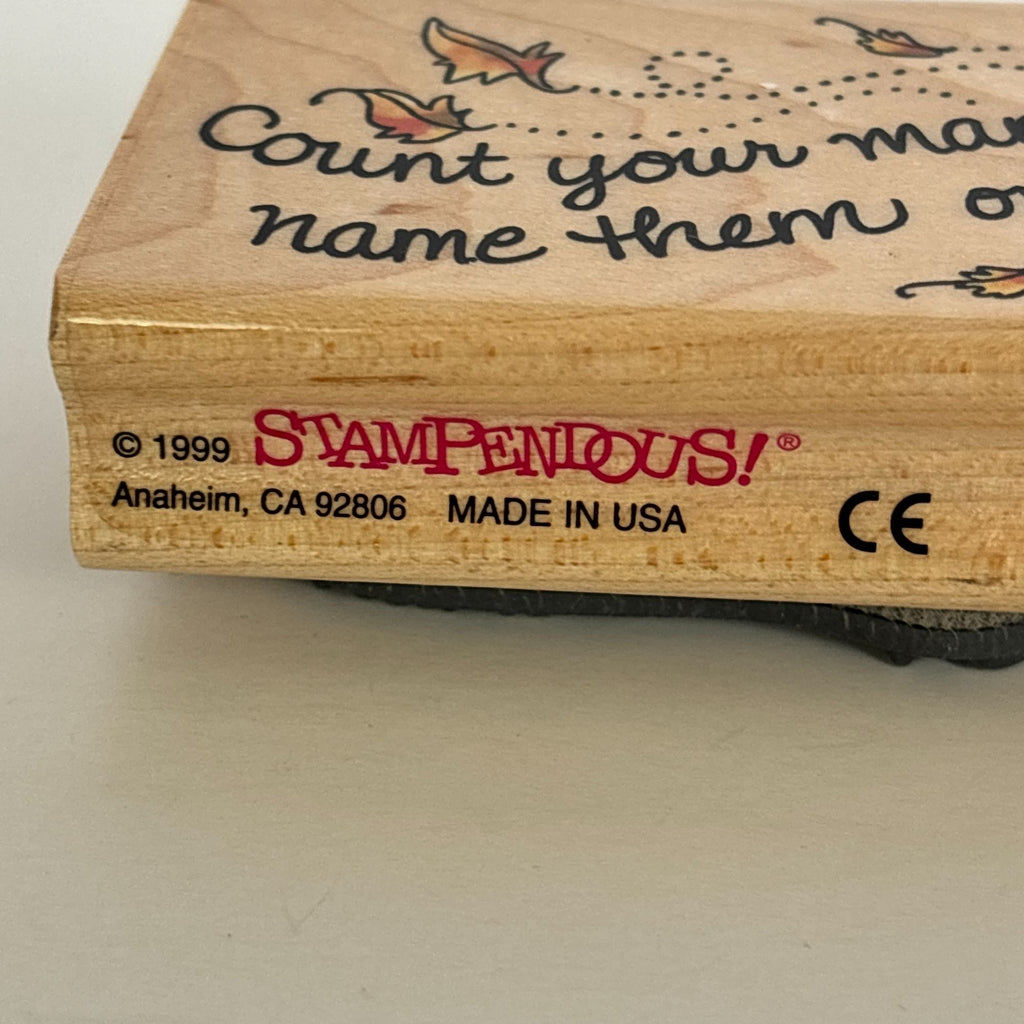 Stampendous Rubber Stamp Count Your Many Blessings Thanksgiving Religious Fall Leaves Open Line Cardmaking