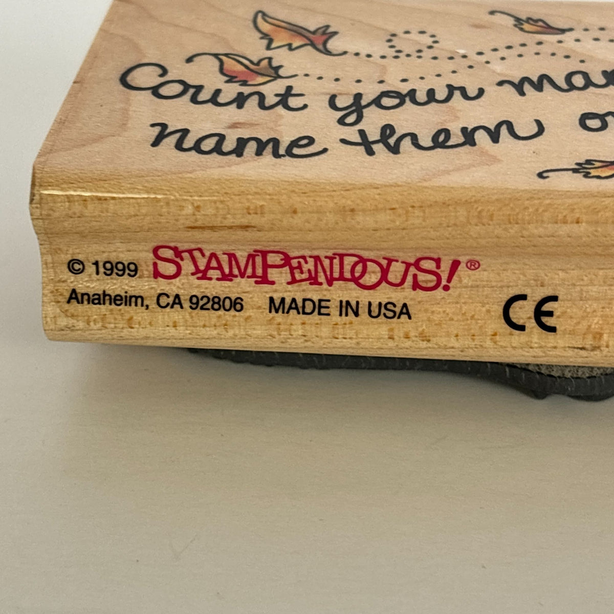 Stampendous Rubber Stamp Count Your Many Blessings Thanksgiving Religious Fall Leaves Open Line Cardmaking