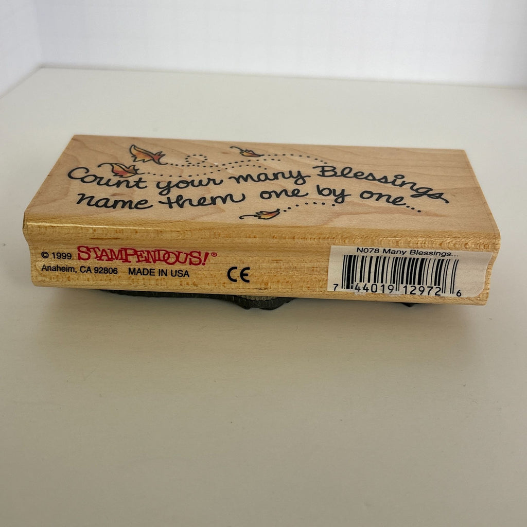 Stampendous Rubber Stamp Count Your Many Blessings Thanksgiving Religious Fall Leaves Open Line Cardmaking