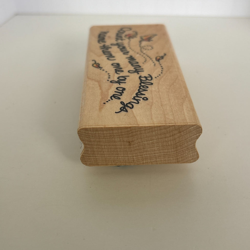 Stampendous Rubber Stamp Count Your Many Blessings Thanksgiving Religious Fall Leaves Open Line Cardmaking