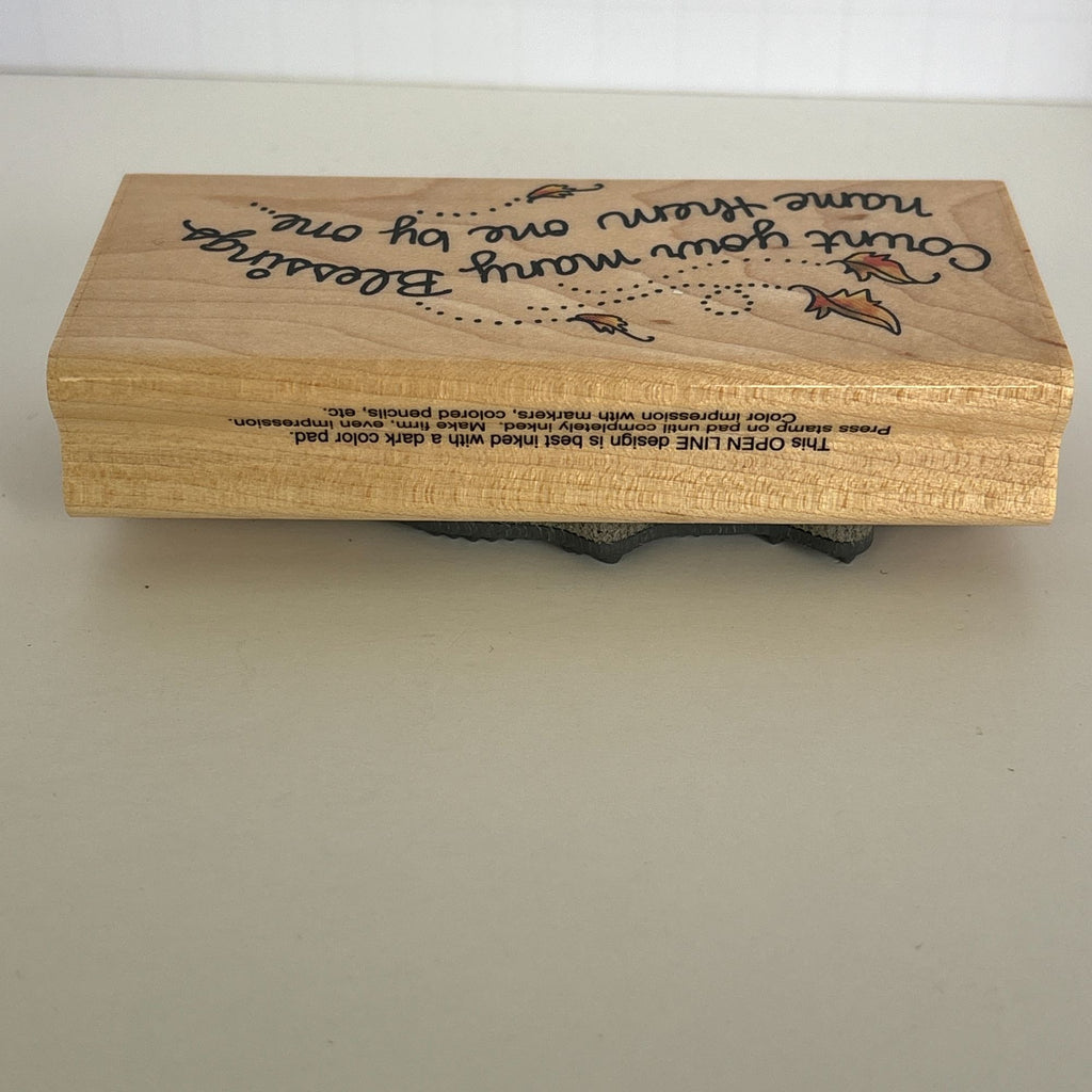 Stampendous Rubber Stamp Count Your Many Blessings Thanksgiving Religious Fall Leaves Open Line Cardmaking