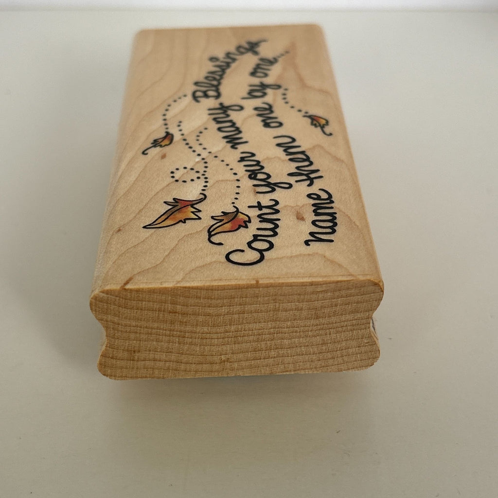 Stampendous Rubber Stamp Count Your Many Blessings Thanksgiving Religious Fall Leaves Open Line Cardmaking