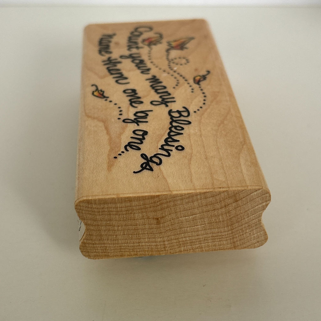 Stampendous Rubber Stamp Count Your Many Blessings Thanksgiving Religious Fall Leaves Open Line Cardmaking