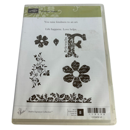 Stampin Up Rubber Stamp Set Vintage Vogue Kindness Friendship Card Making Script