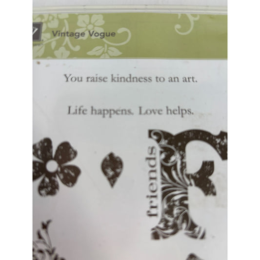 Stampin Up Rubber Stamp Set Vintage Vogue Kindness Friendship Card Making Script