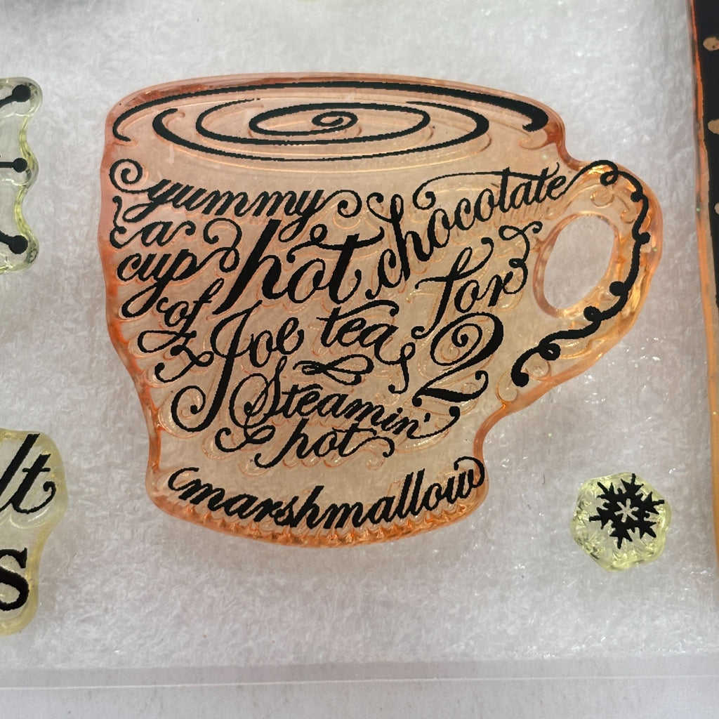 CTMH Acrylic Stamp Set Wonderland Christmas Coffee Mug Hot Chocolate C1479 Snowflakes Cardmaking Holidays