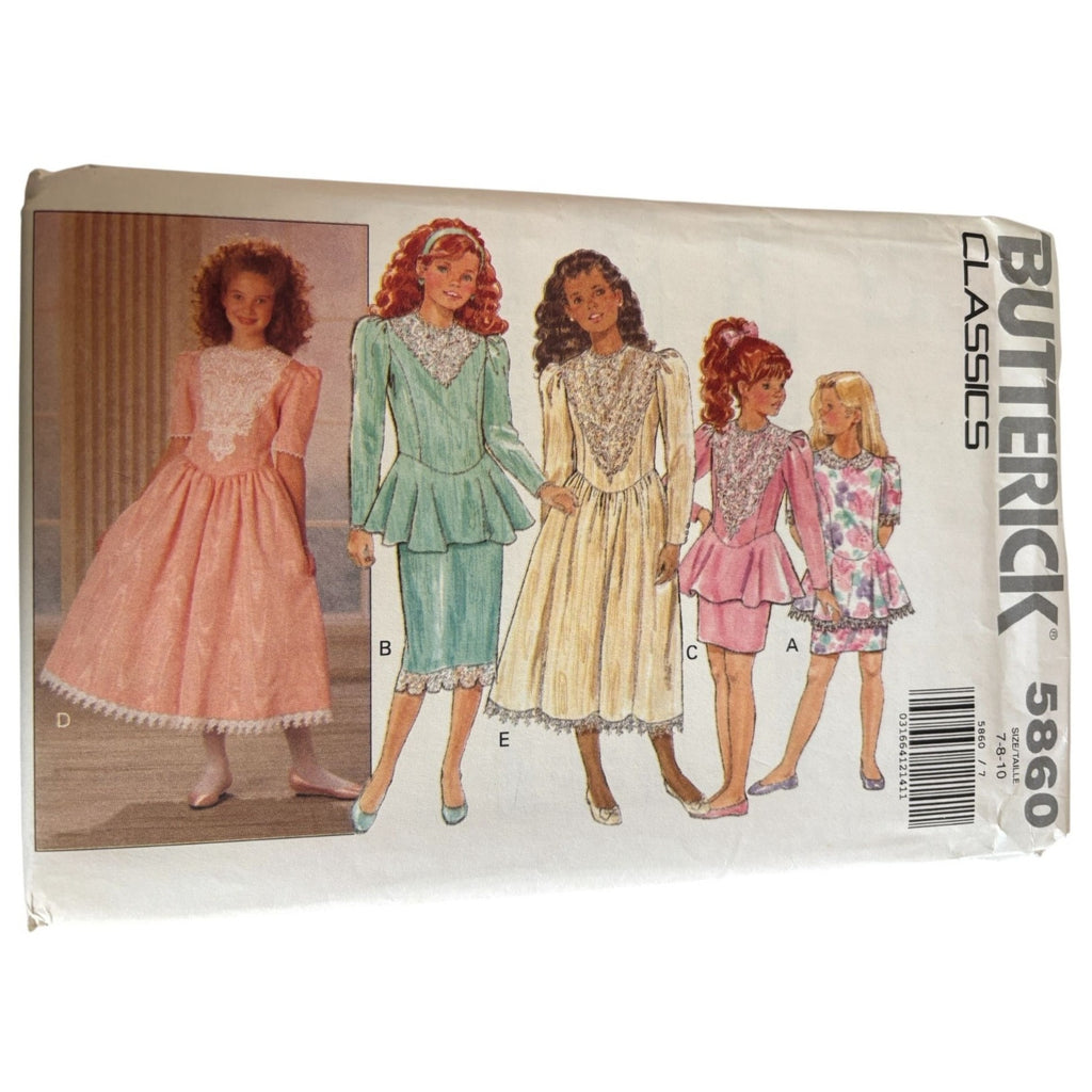 Butterick Sewing Pattern 5860 Flower Girl Dress Wedding Dropped Waist 7 8 10 UC