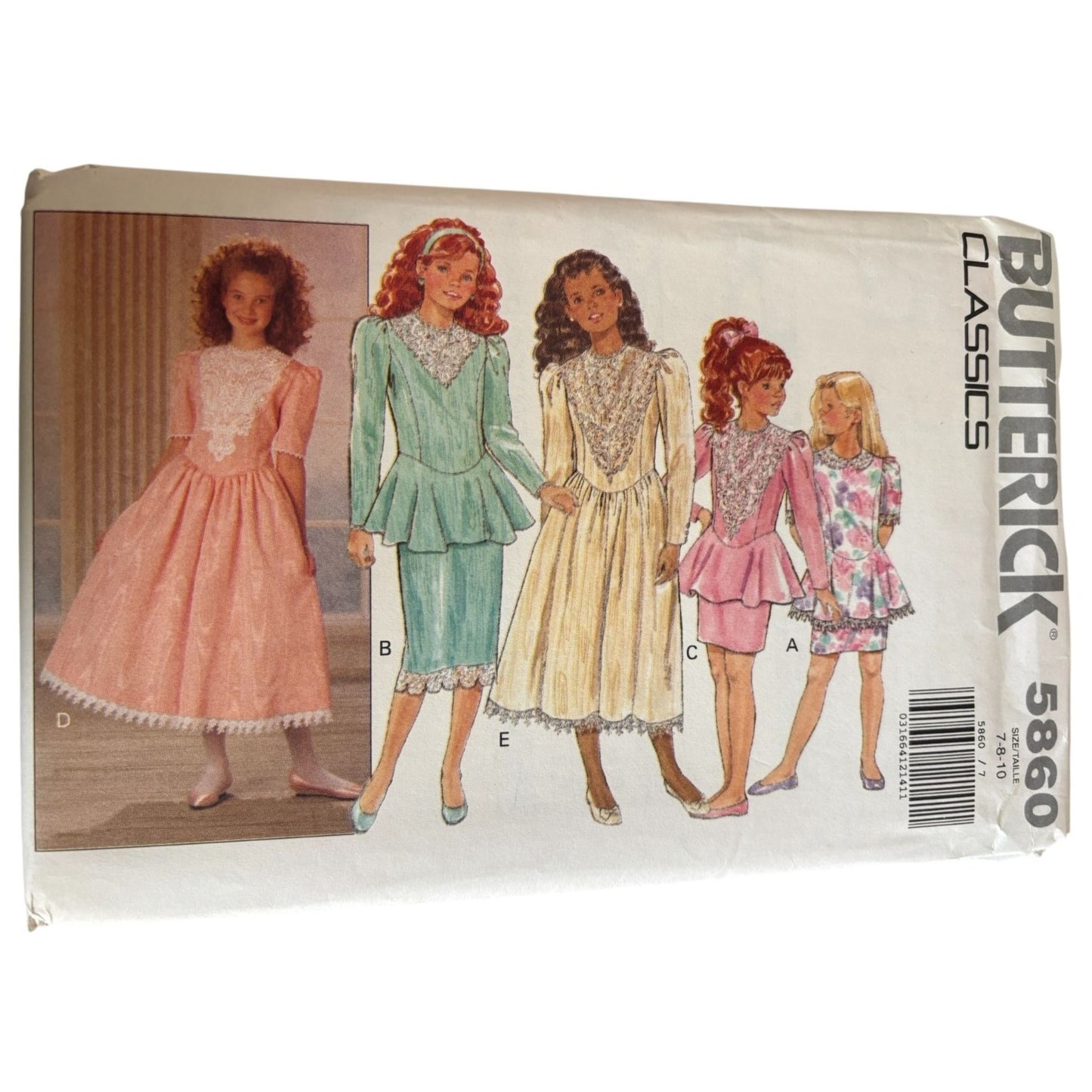 Butterick Sewing Pattern 5860 Flower Girl Dress Wedding Dropped Waist 7 8 10 UC