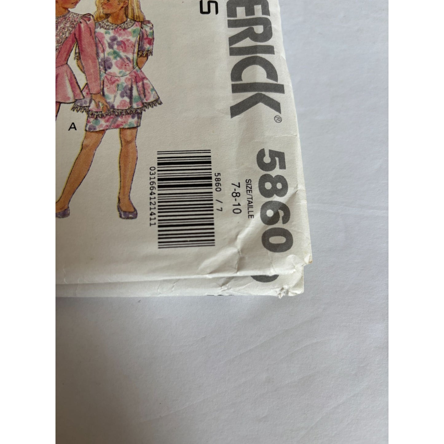Butterick Sewing Pattern 5860 Flower Girl Dress Wedding Dropped Waist 7 8 10 UC