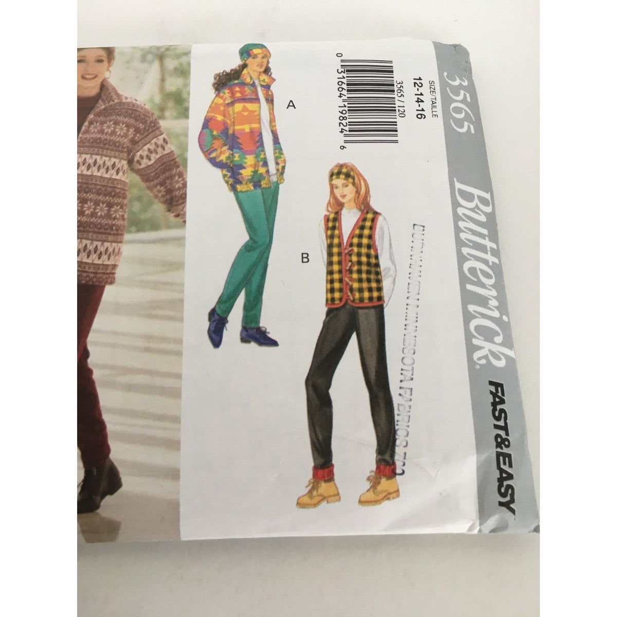 Butterick Sewing Pattern 3565 Misses Jacket Vest Top Pants Hat Headband 12-16 UC