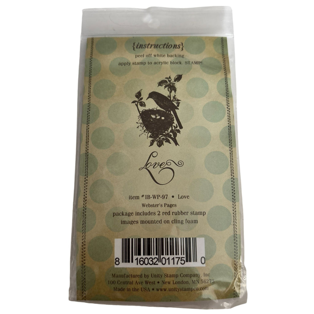 Unity Stamp Company Rubber Stamp Set Bird Love Nest Eggs Spring Cardmaking Word Journaling