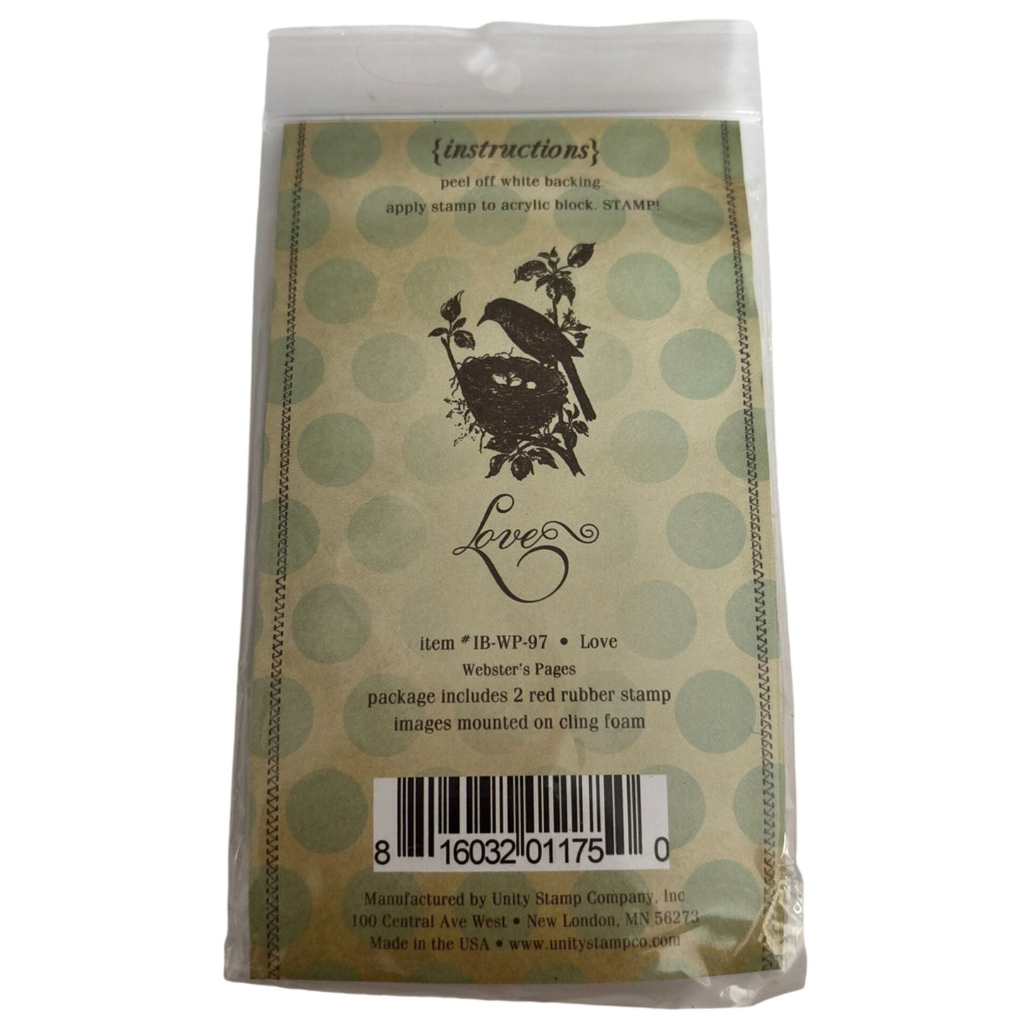 Unity Stamp Company Rubber Stamp Set Bird Love Nest Eggs Spring Cardmaking Word Journaling