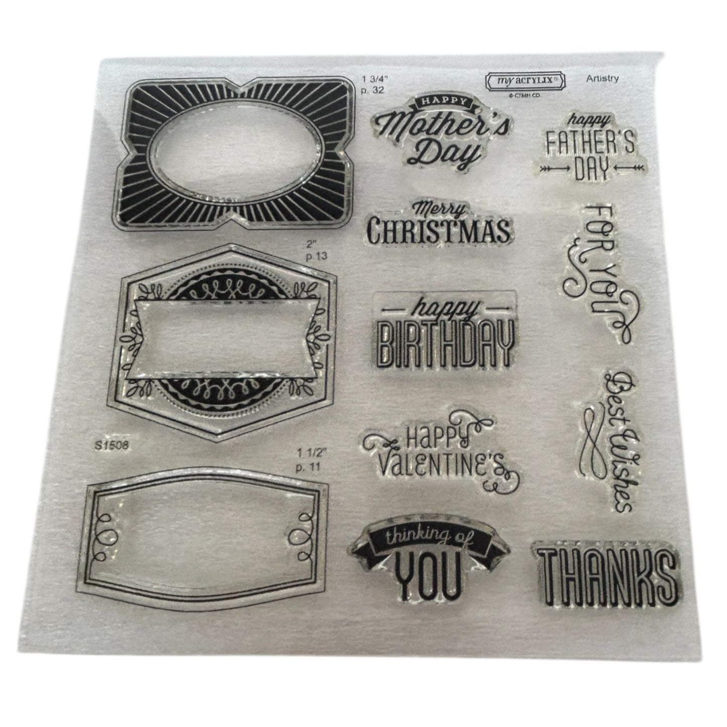 CTMH Acrylic Stamp Set Framed Mothers Day Fathers Day Birthday Words My Acrylix
