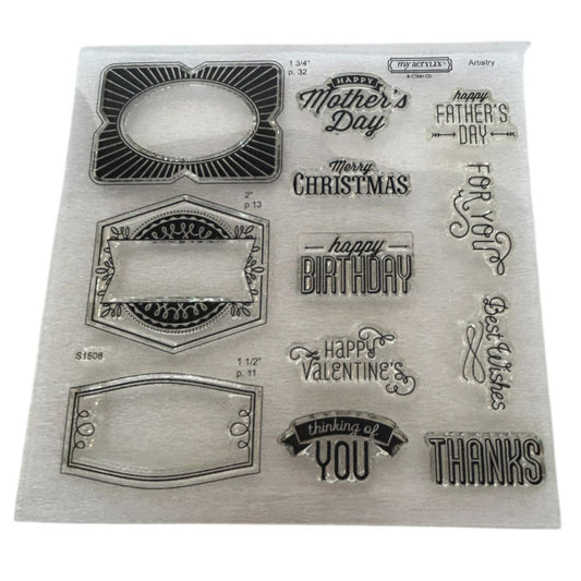 CTMH Acrylic Stamp Set Framed Mothers Day Fathers Day Birthday Words My Acrylix