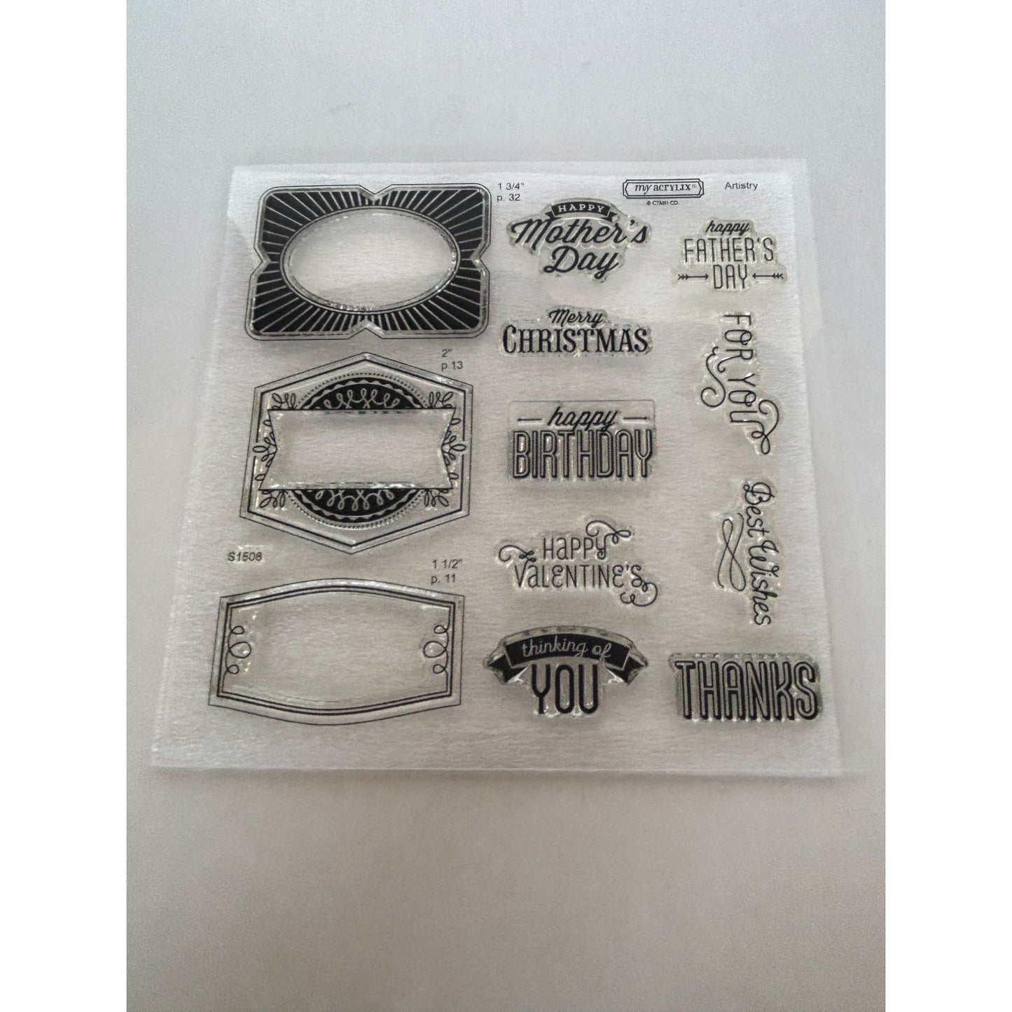 CTMH Acrylic Stamp Set Framed Mothers Day Fathers Day Birthday Words My Acrylix