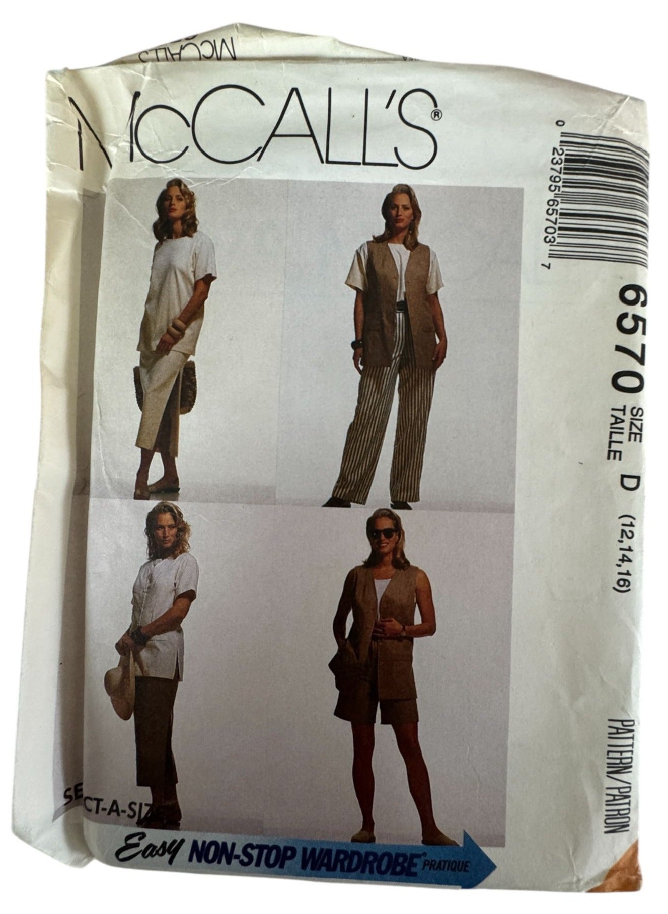 McCalls Sewing Pattern 6570 Non-Stop Wardrobe 12 14 16 Easy Top Pants Shorts UC