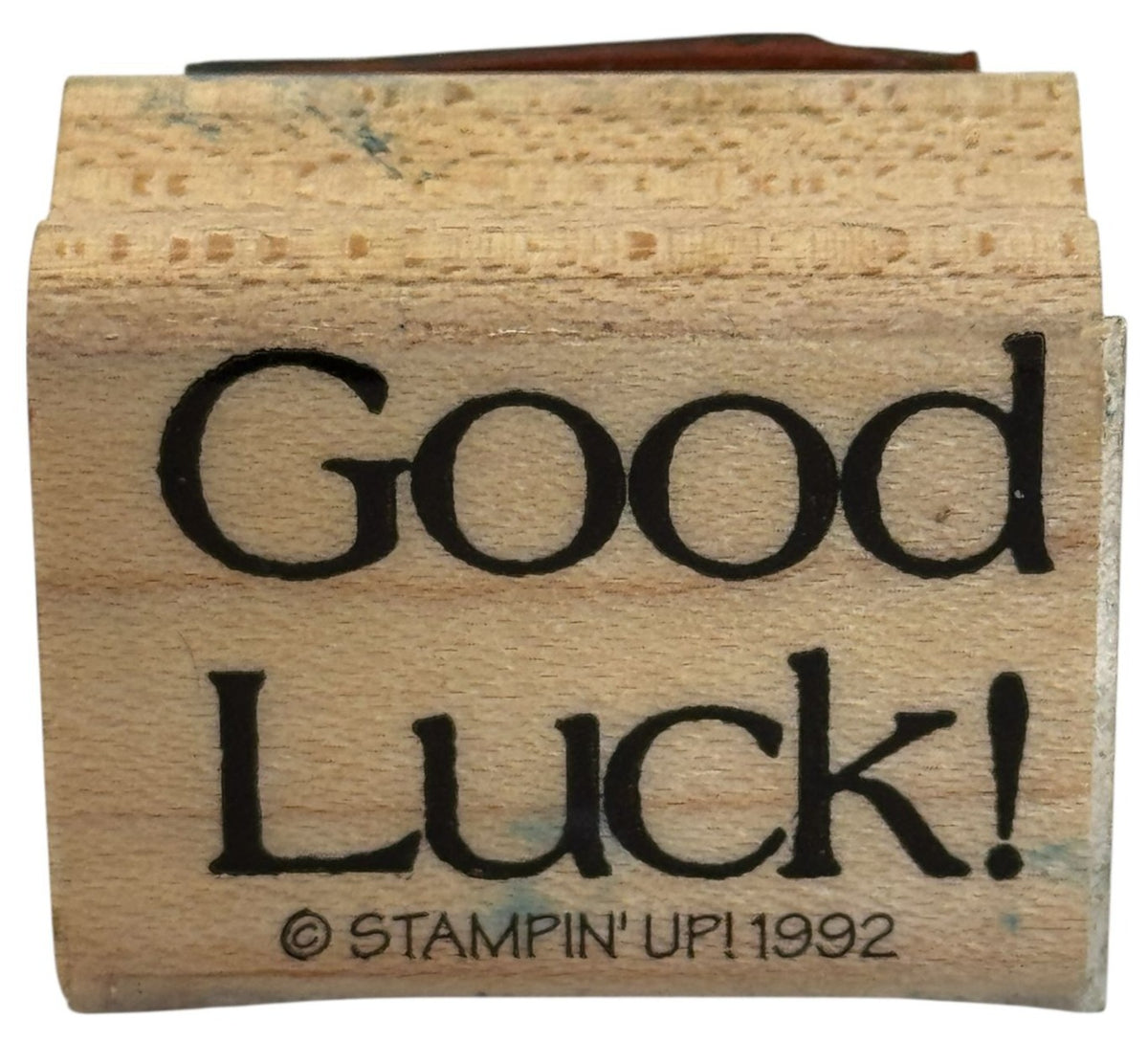 Stampin Up Rubber Stamp Good Luck Card Making Words Sentiment Craft Wood Mounted