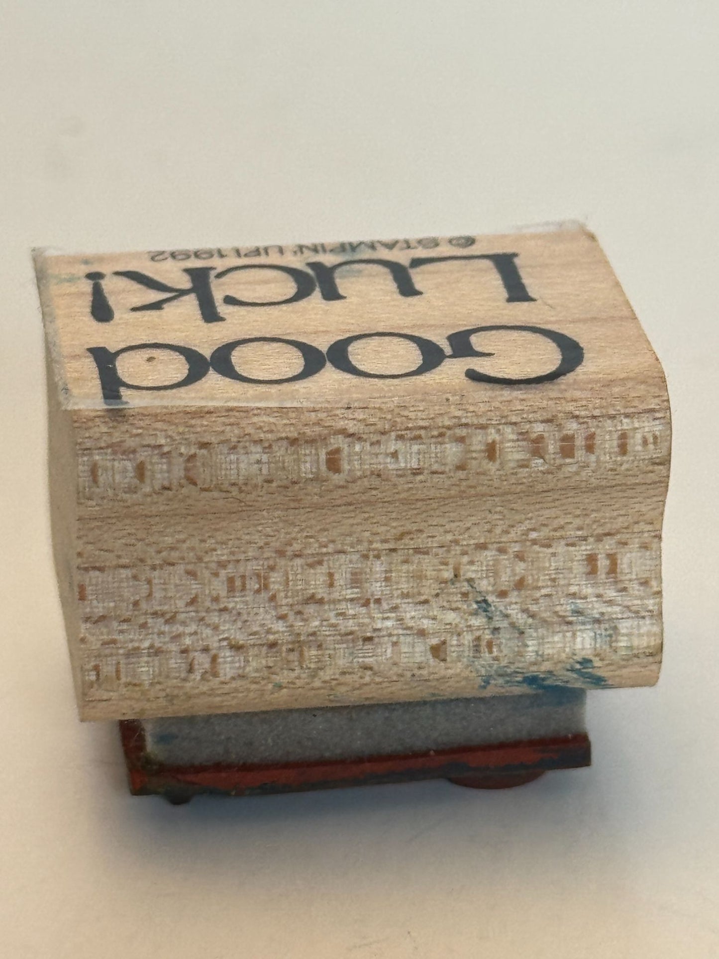 Stampin Up Rubber Stamp Good Luck Card Making Words Sentiment Craft Wood Mounted