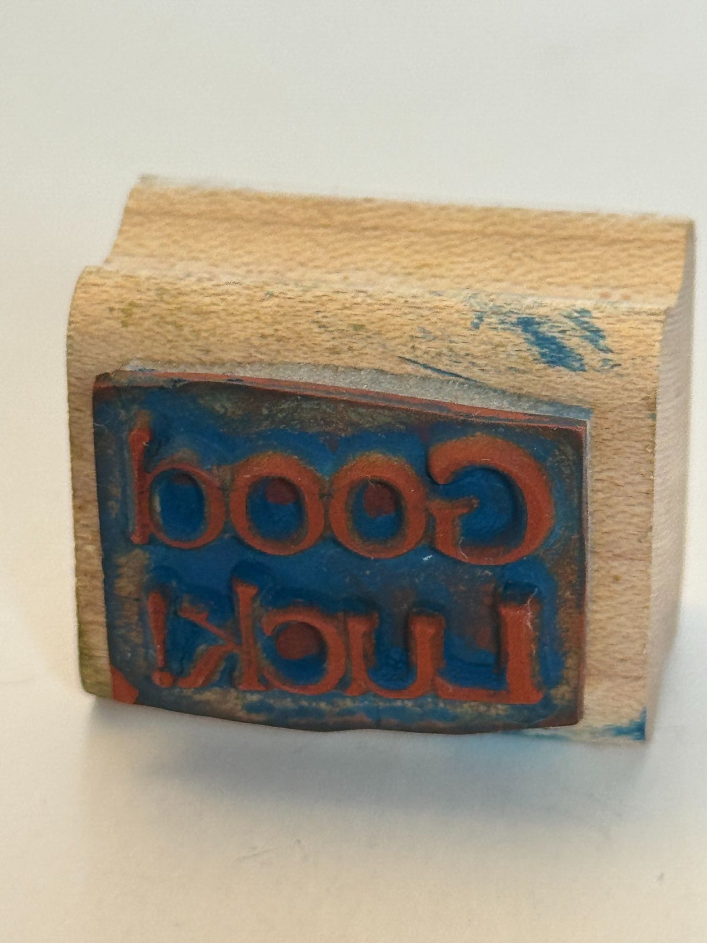 Stampin Up Rubber Stamp Good Luck Card Making Words Sentiment Craft Wood Mounted