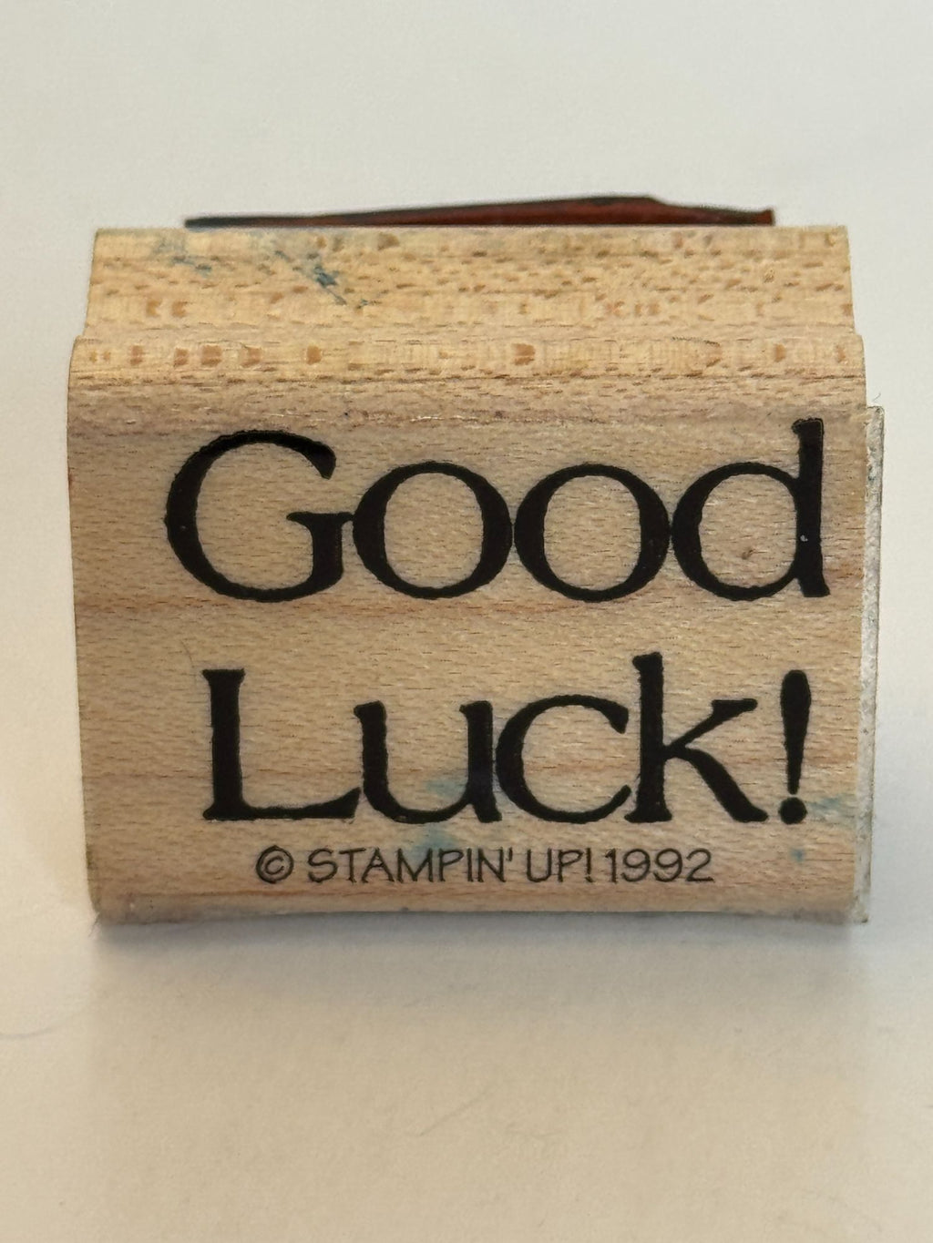 Stampin Up Rubber Stamp Good Luck Card Making Words Sentiment Craft Wood Mounted