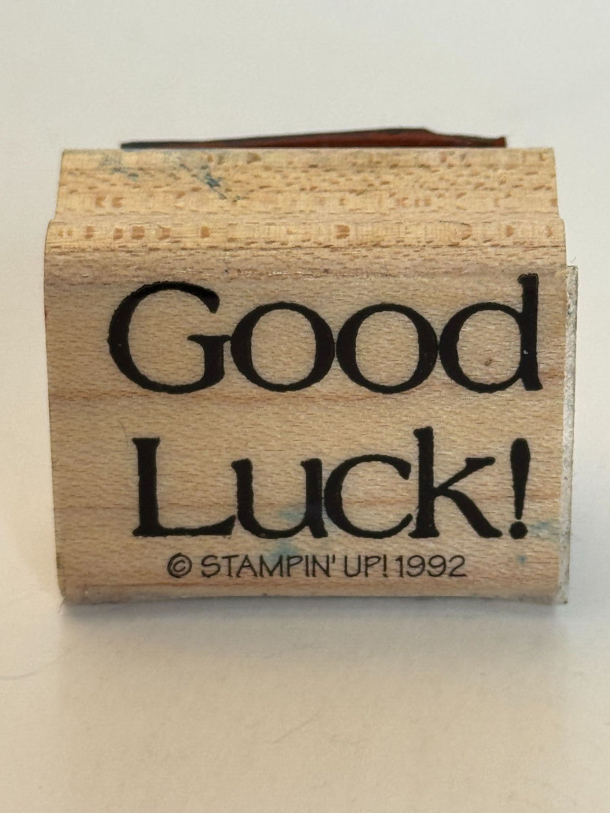 Stampin Up Rubber Stamp Good Luck Card Making Words Sentiment Craft Wood Mounted