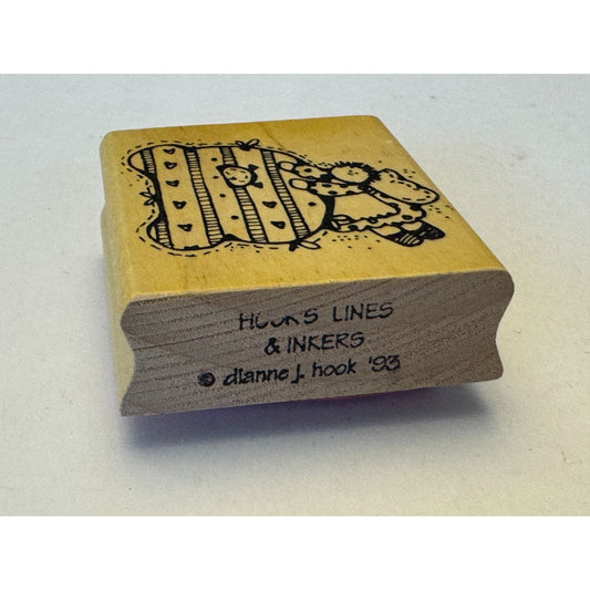 Hooks Lines and Inkers Rubber Stamp Letter D Angel Doll Folk Art Card Making