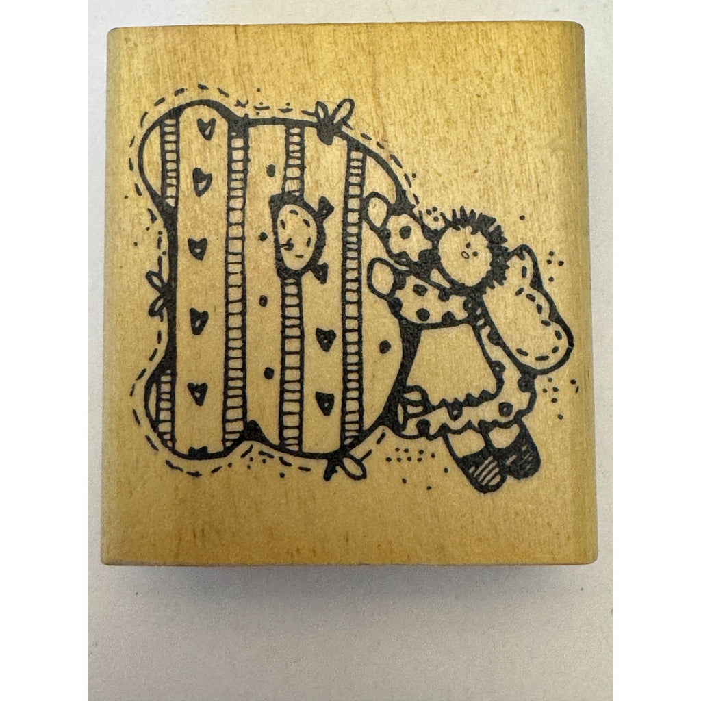 Hooks Lines and Inkers Rubber Stamp Letter D Angel Doll Folk Art Card Making