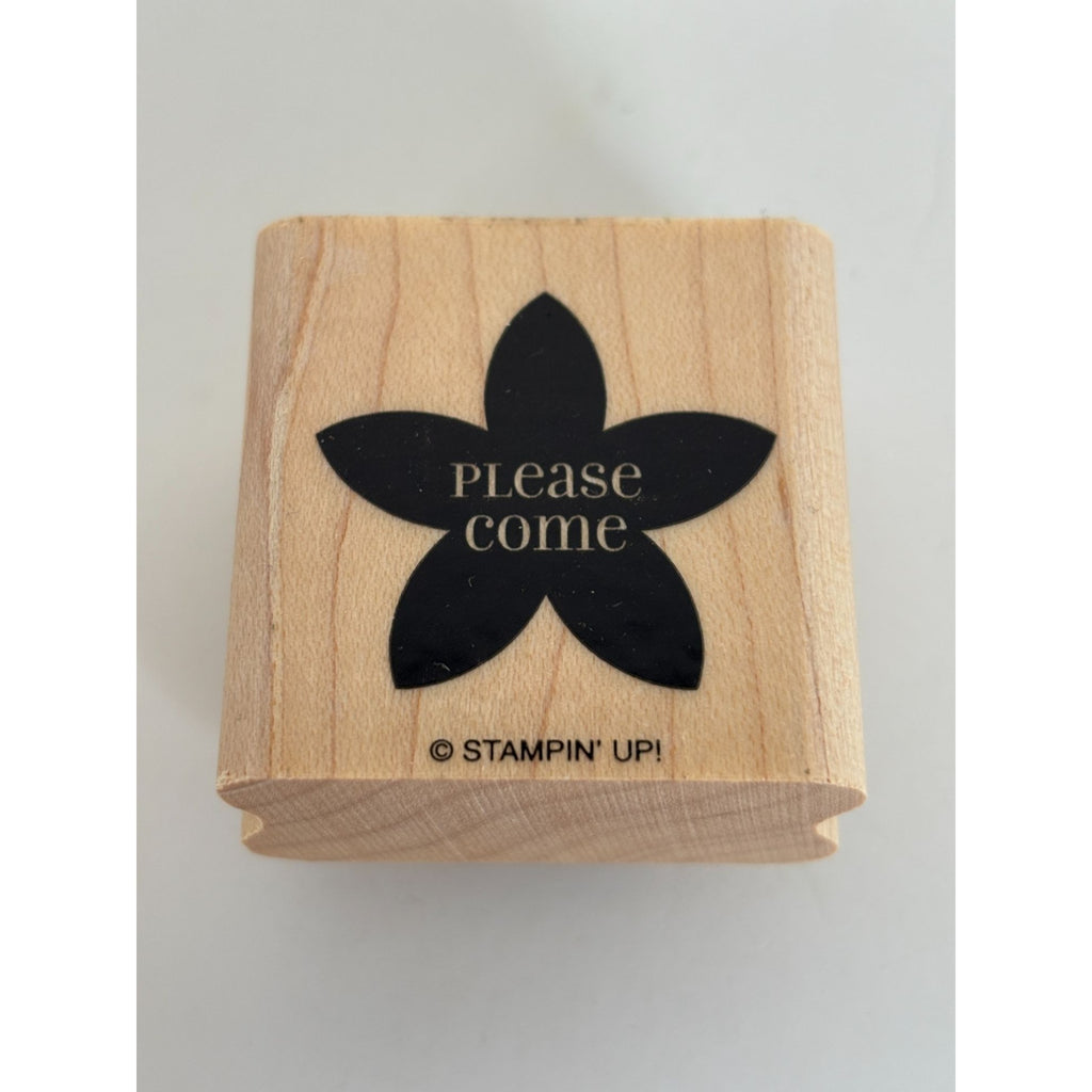 Stampin Up Rubber Stamp Please Come Invitation Flower Card Making Words Invite