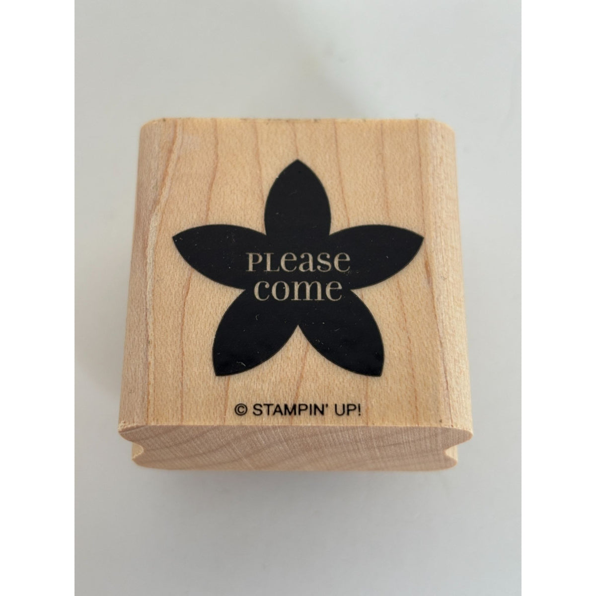 Stampin Up Rubber Stamp Please Come Invitation Flower Card Making Words Invite